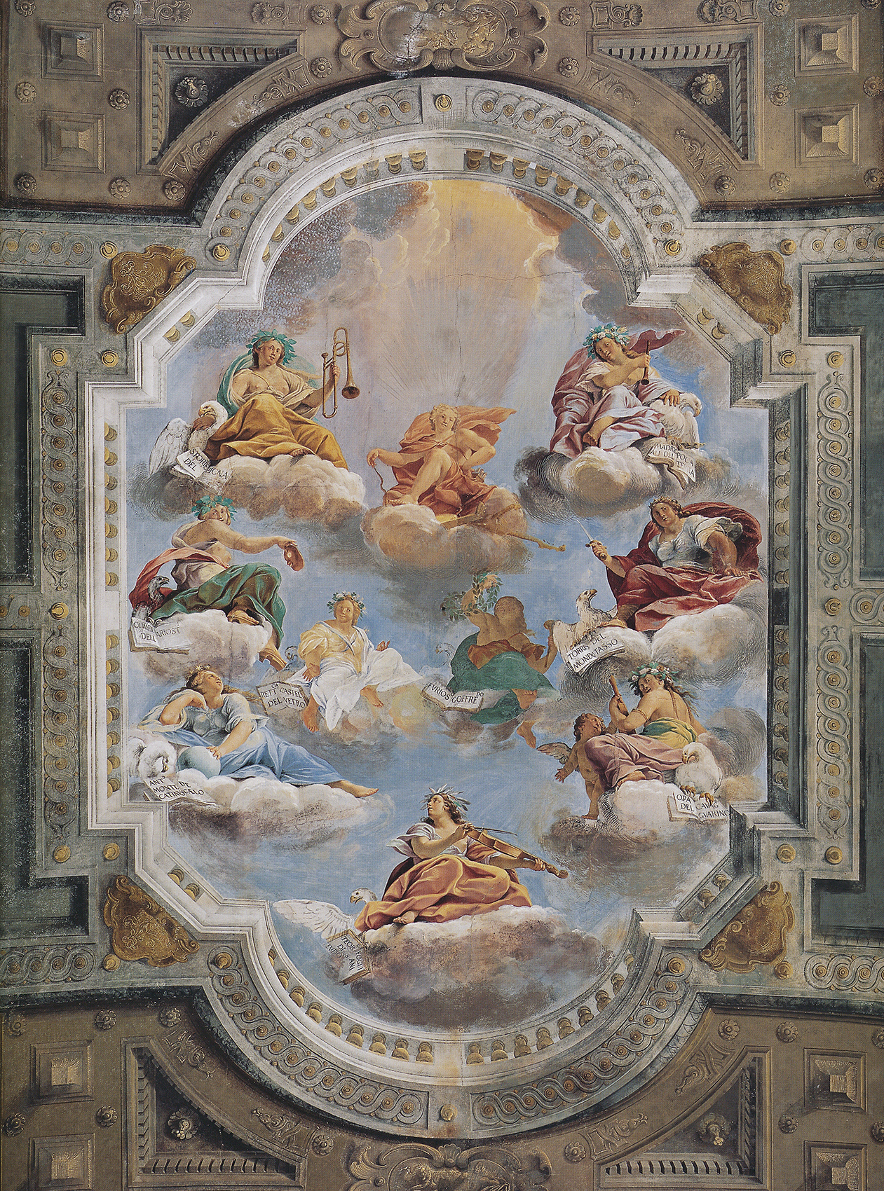 Angelo Michele Colonna e Agostino Mitelli, Affreschi del Salone delle Guardie, veduta del soffitto