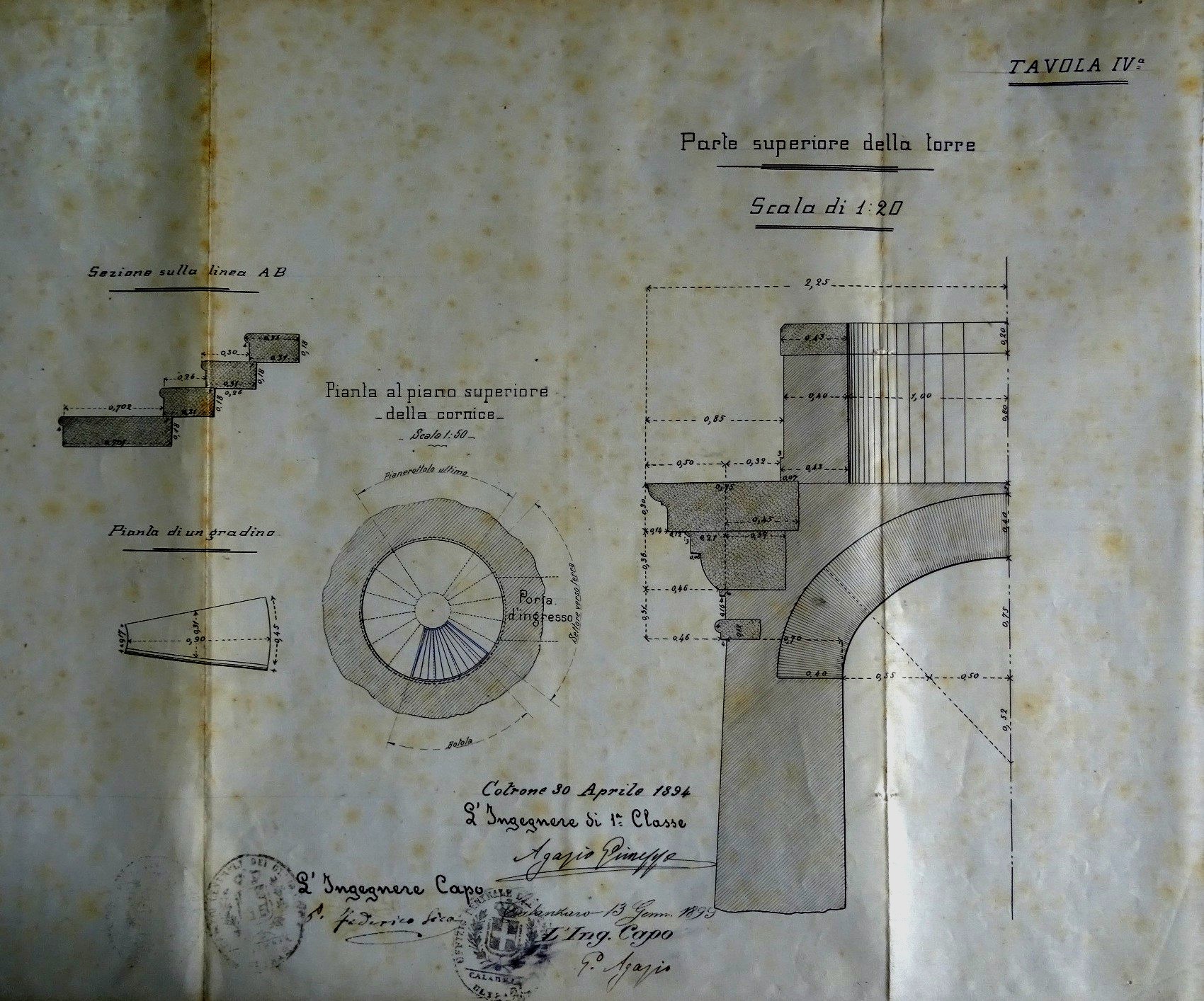 Disegni delle opere d'arte  del faro di Capo Rizzuto - Tav. IV