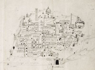 Corneto, 1818. Veduta stilizzata della Citt&agrave;