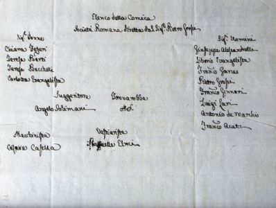 Tarquinia, Archivio Storico Comunale, Carteggio Amministrativo, Tit. XIV, fasc. 11, 4856. Elenco della Comica Societ&agrave; Romana