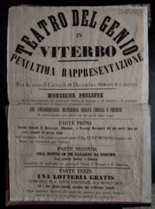 Viterbo, 1850. Biblioteca degli Ardenti, Cronache teatrali di Cesare Bruscagli: Misteriosa serata indiana e chinese