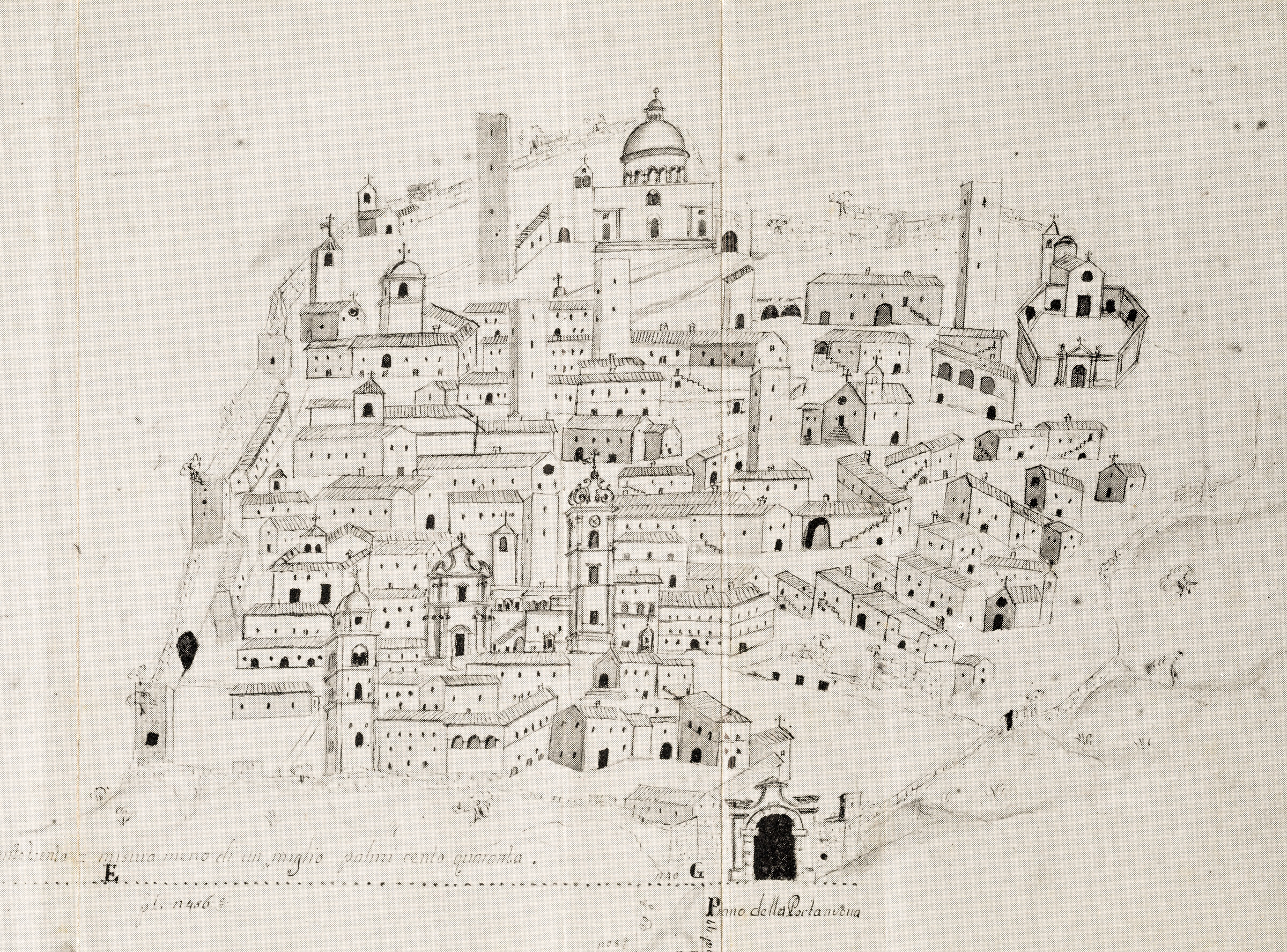 Corneto, 1818. Veduta stilizzata della Citt&agrave;