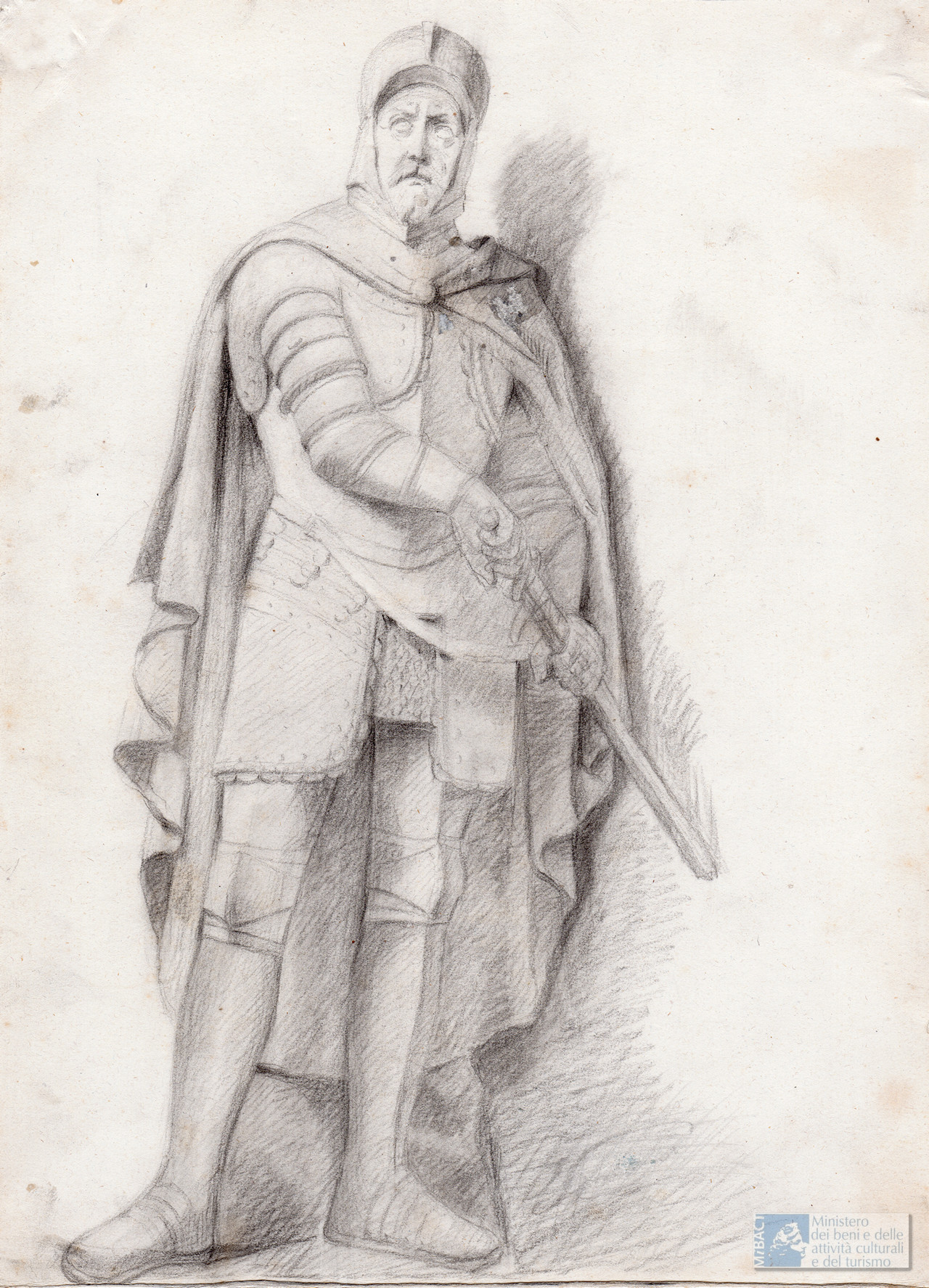 Disegno a matita della statua di Gian Domenico Albani