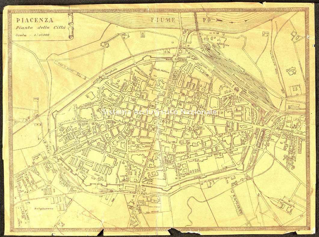 Piacenza : pianta della citt&agrave;. Pianta della citt&agrave; di Piacenza.