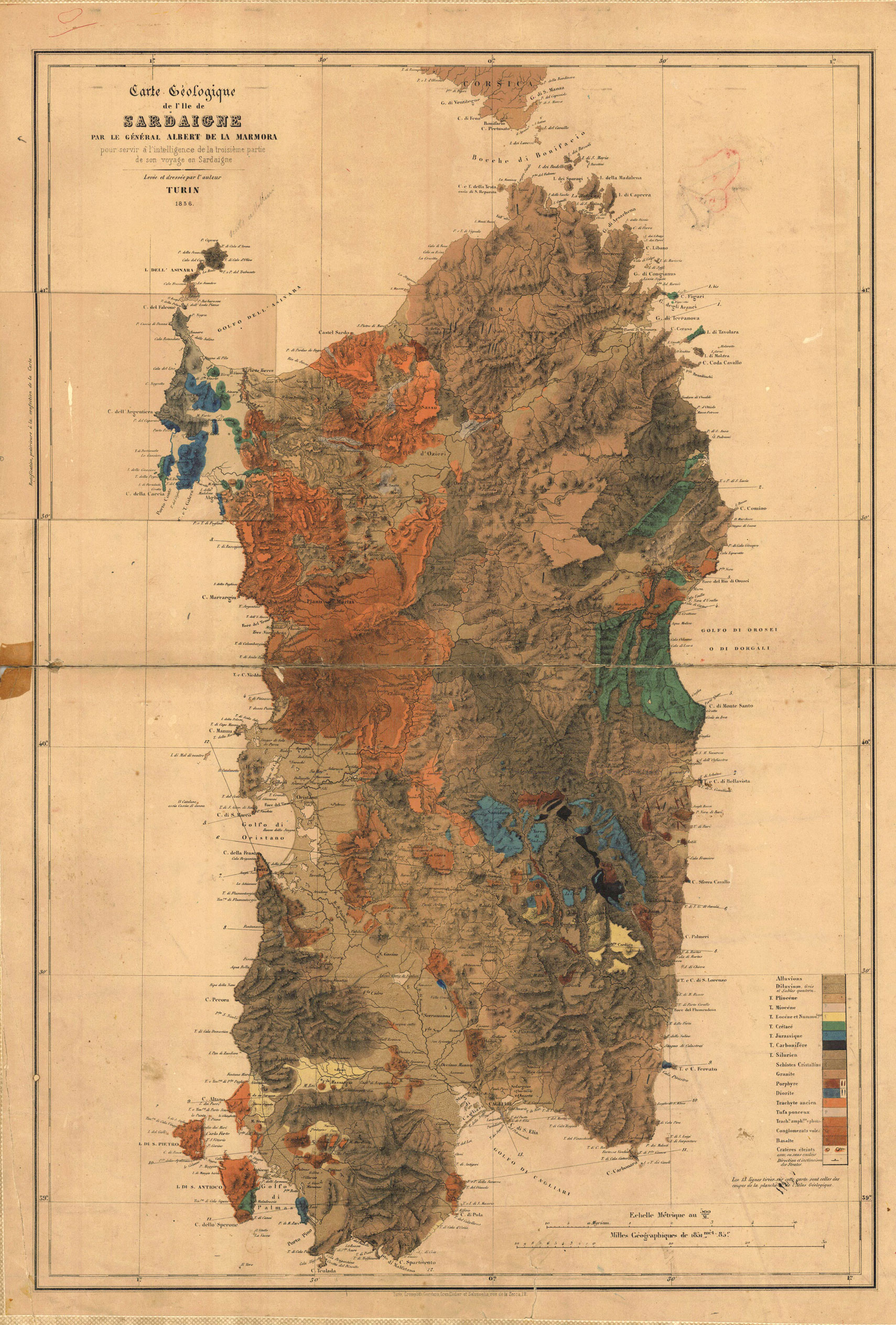 Carta geologica della Sardegna - La Marmora 1857