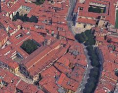 Il convento con la chiesa del Carmine dall'alto (in secondo piano la chiesa di S. Faustino)