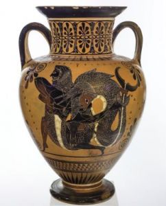 anfora attica a figure nere del gruppo delle Tre Linee dal Tumulo Maroi della Banditaccia di Cerveteri