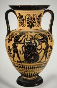 anfora attica a figure nere del Pittore di Michigan dalla tomba Martini Marescotti della necropoli della Banditaccia di Cerveteri