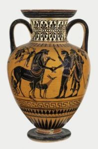 anfora attica a figure nere del Pittore di Antimenes dalla necropoli orientale di Macchia della Turchina a Tarquinia